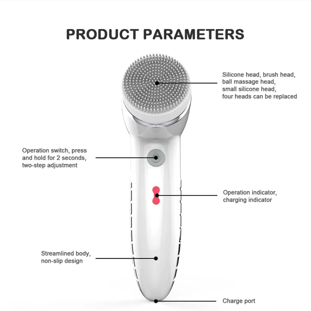 Cepillo giratorio Facial eléctrico 4 en 1, cepillo de limpieza Facial, masajeador Facial IPX6, resistente al agua, limpieza profunda de la piel, cepillo giratorio, máquina para espinillas