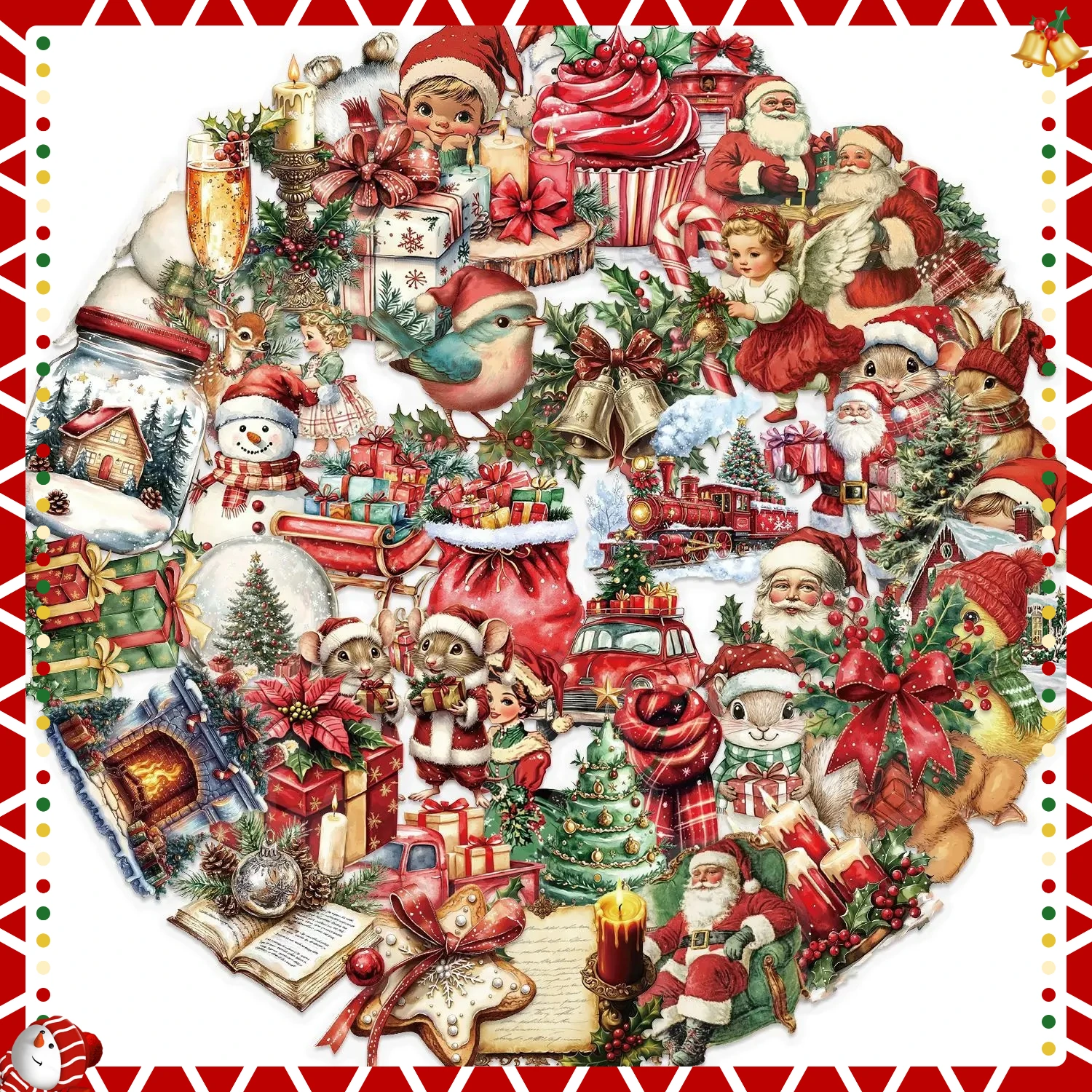 

50 шт., винтажные рождественские наклейки, ежедневники, милый праздничный подарок для ноутбука, гитары, бутылки с водой, украшение «сделай сам» ﻿