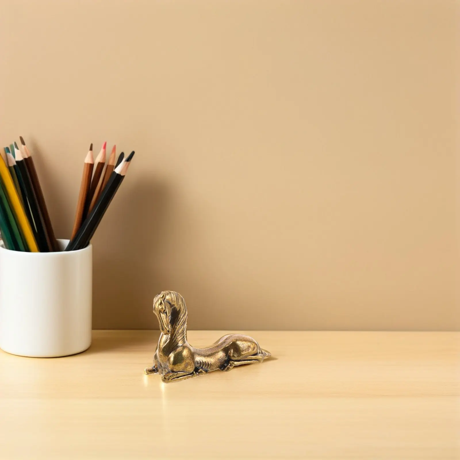 

Brass Horse Statue Decorative Home Office Art Sculpture for Desk Bookshelf Cabinet Attracts Luck Wealth Feng Shui Metal Animal