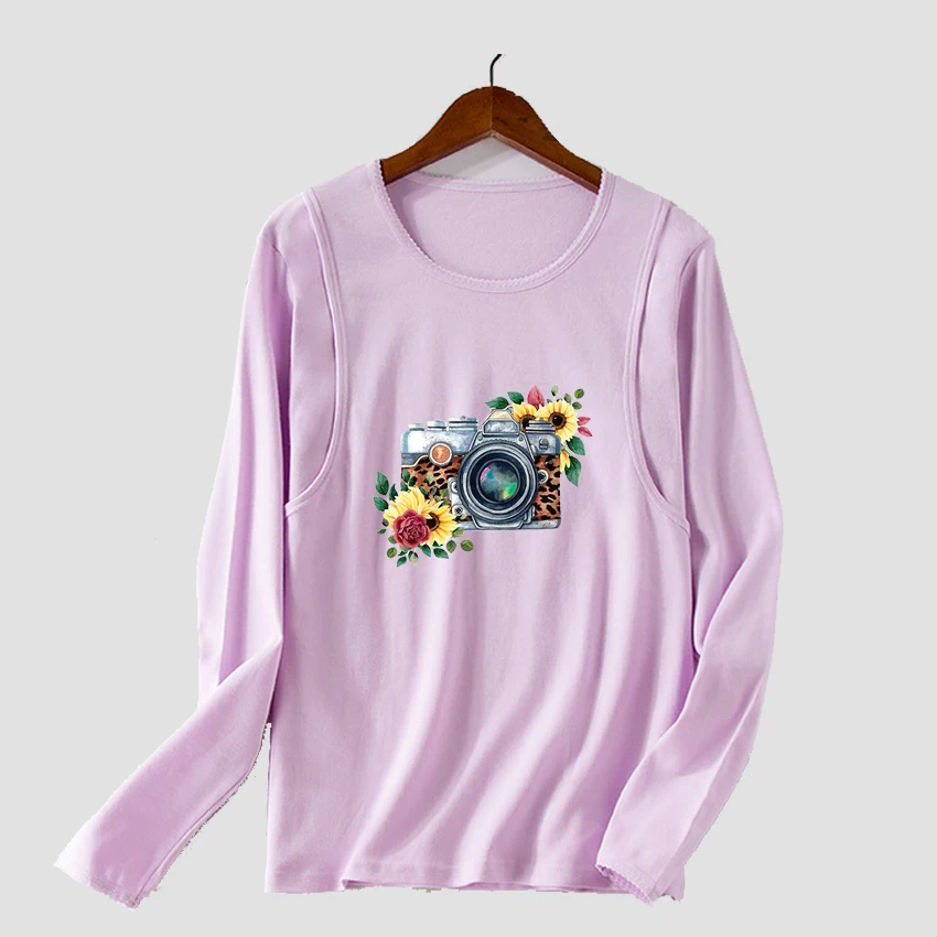 

Fashion Camera Print Maternity T-shirts Maternity Nursing Breastfeeding Funny Long Sleeve Pregnant Women Pregnancy Tops