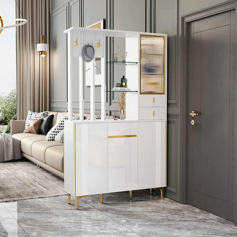 

Light luxury home entrance cabinet, living room partition integrated against the wall, modern simple double-sided screen cabinet
