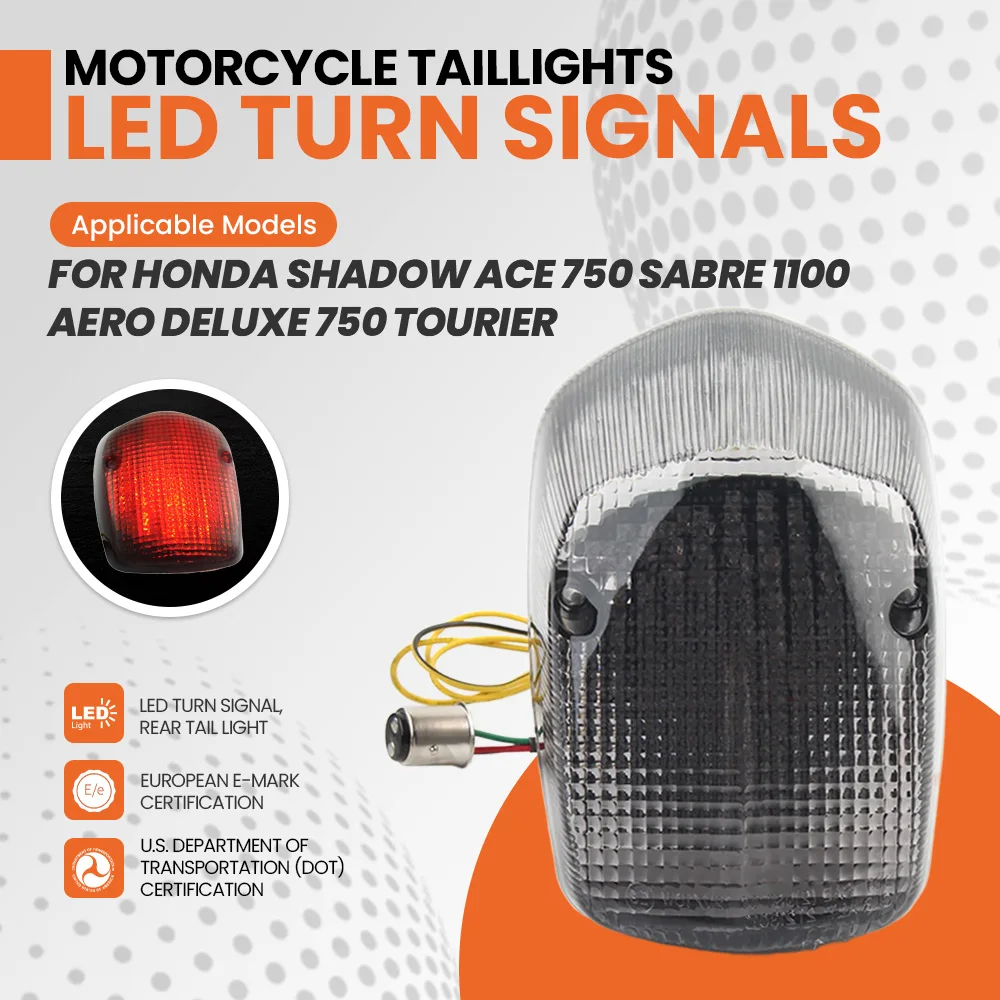 Motorcycle LED Brake lights Turn Signal Tail Light Taillight E-Mark For HONDA SHADOW ACE 750 SABRE 1100 AERO DELUXE 750 TOURIER