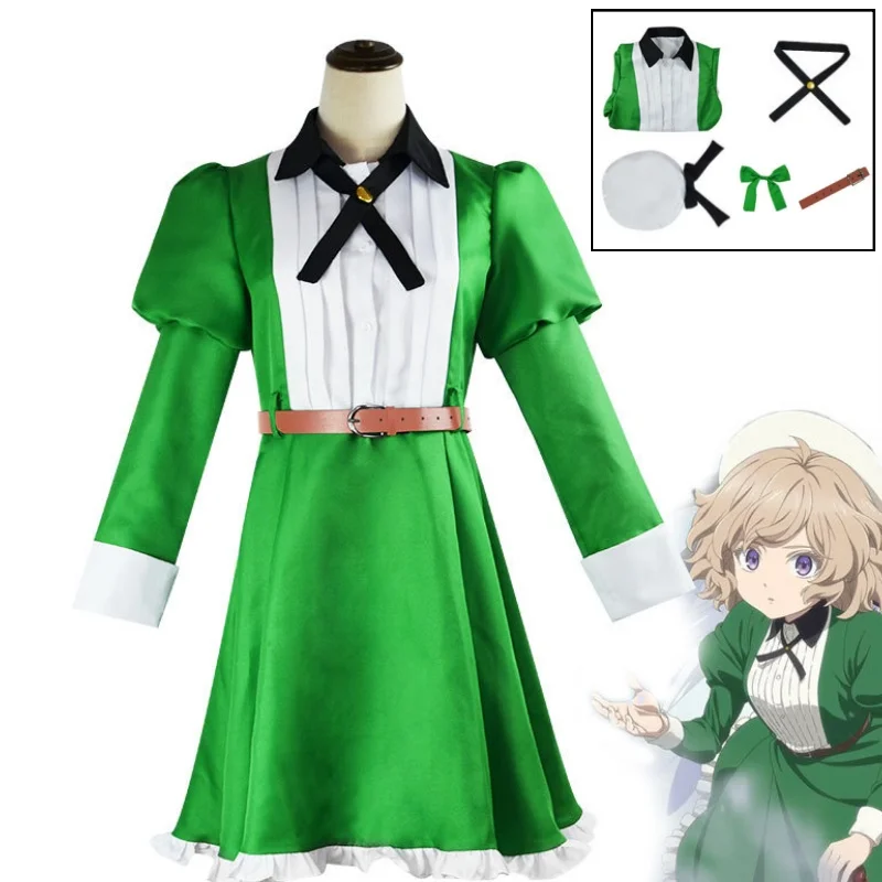 

Anime In/Spectre Iwanaga Kotoko Cosplay Costume hat Green Dress full set For Women Suit Halloween Carnival Party Outfit cosplay