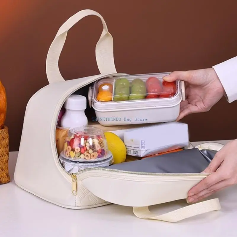 340D Large Capacity Insulated Lunch Bag Thermal Handbag For Work School Picnics Easy To Clean Lightweight Storage Bag