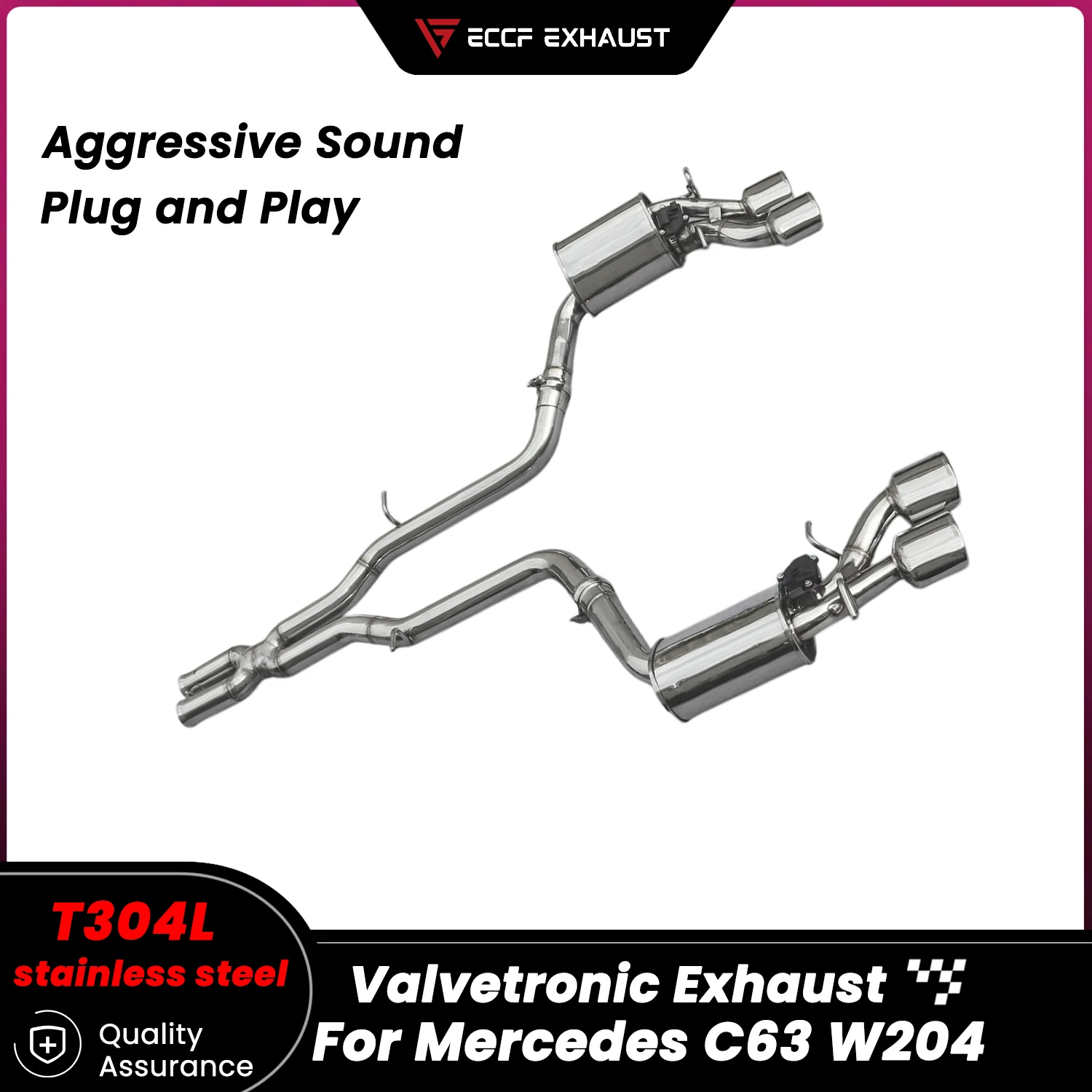 

Valvetronic ECCF Stainless Steel Catback For Mercedes C63 W204 Aggressive Sound No Drone Lightweight Upgrade