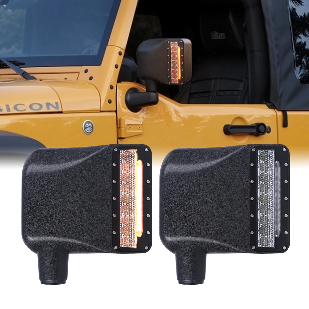 

Car Accessories Led Side Mirror Light Housing W/Yellow Turn Signal Lights Rearview Mirror for 2007-2018 Jeep Wrangler Jk