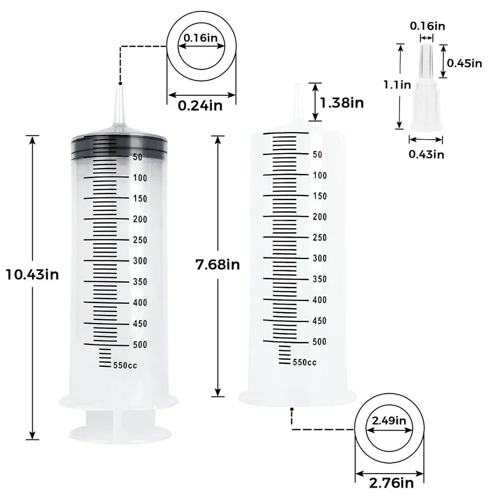 Large Capacity Syringe Reusable Pump Measuring Tube Pet Feeding Ink Big Pet Feeder New Hydroponics Nutrient 500/350/250/100/60ML