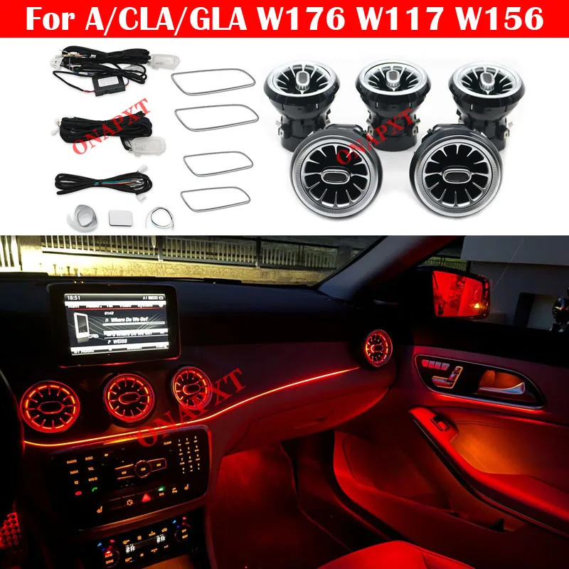 12-farbe Für Benz A/CLA/GLA W176 W117 W156 Für AMG Auto Tür Dashboard Led Turbine air Vents Umgebungs Licht Dekorative Düse Lampe