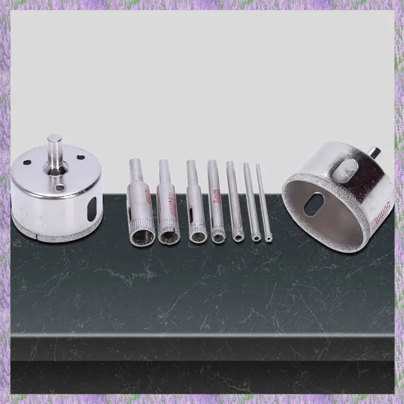 

A63K-50Pcs Diamond Hole Saw 3-50Mm Drill Bit Saw Set Tile Marble Glass Cutter