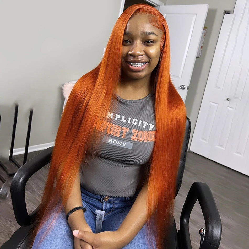 Gabrielle Orange Ginger Lace Front Wig Human Hair Straight Lace Front Wigs Human Hair 13X4 13X6 Lace Frontal Wig Glueless Wigs