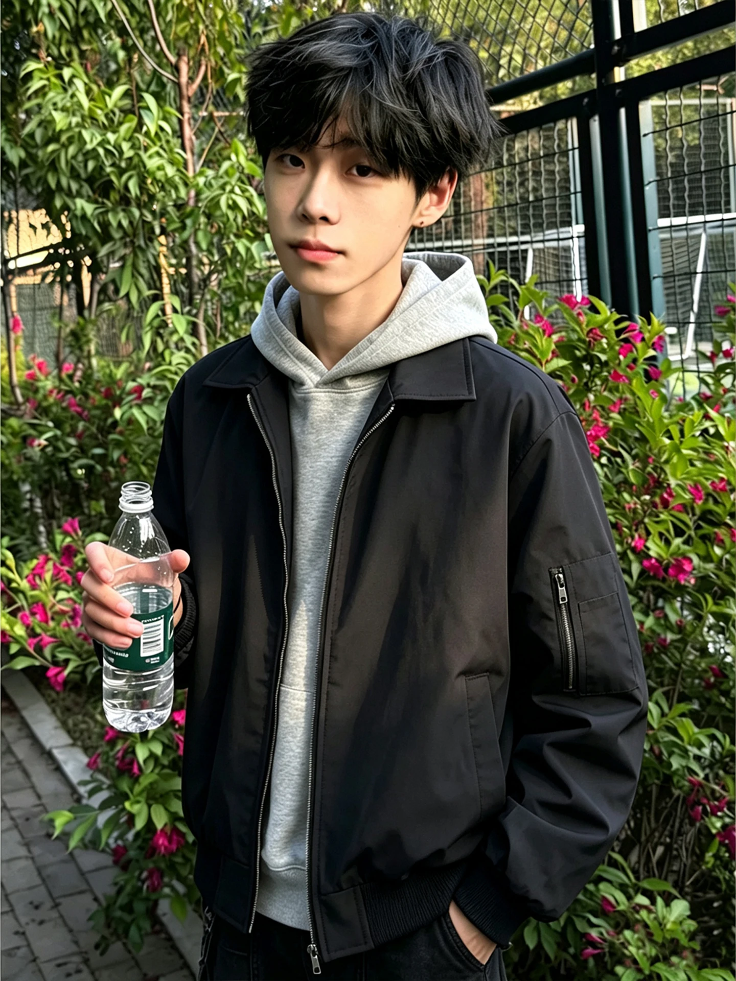 Ma1 Pilot Jacket Short Cleanfit Baseball Style Workwear Collar Zipper Closure Unisex Early Autumn Dark Blue Outerwear Coat