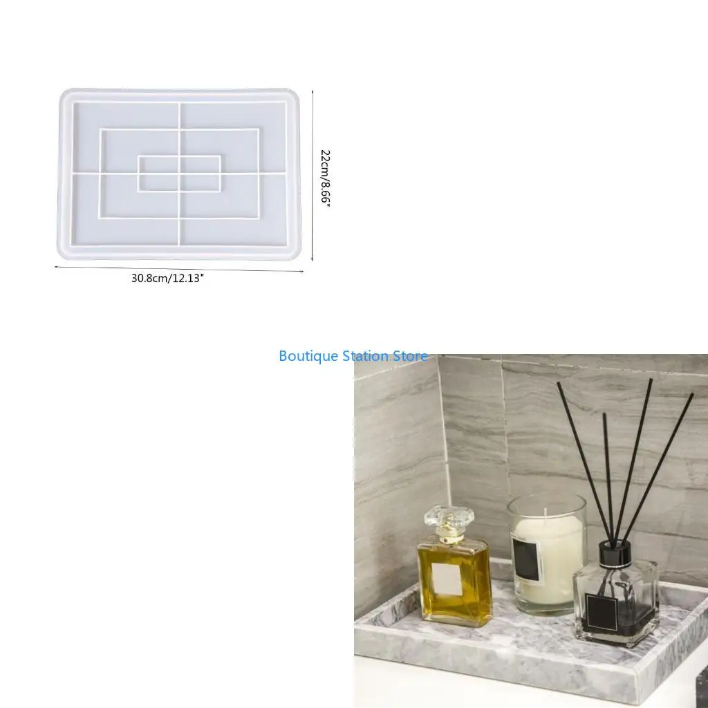Y55F Rectangle Tray UV Crystal Epoxy Mold Serving Plate Resin Silicone Mould DIY Crafts Home Decorations Casting Tools