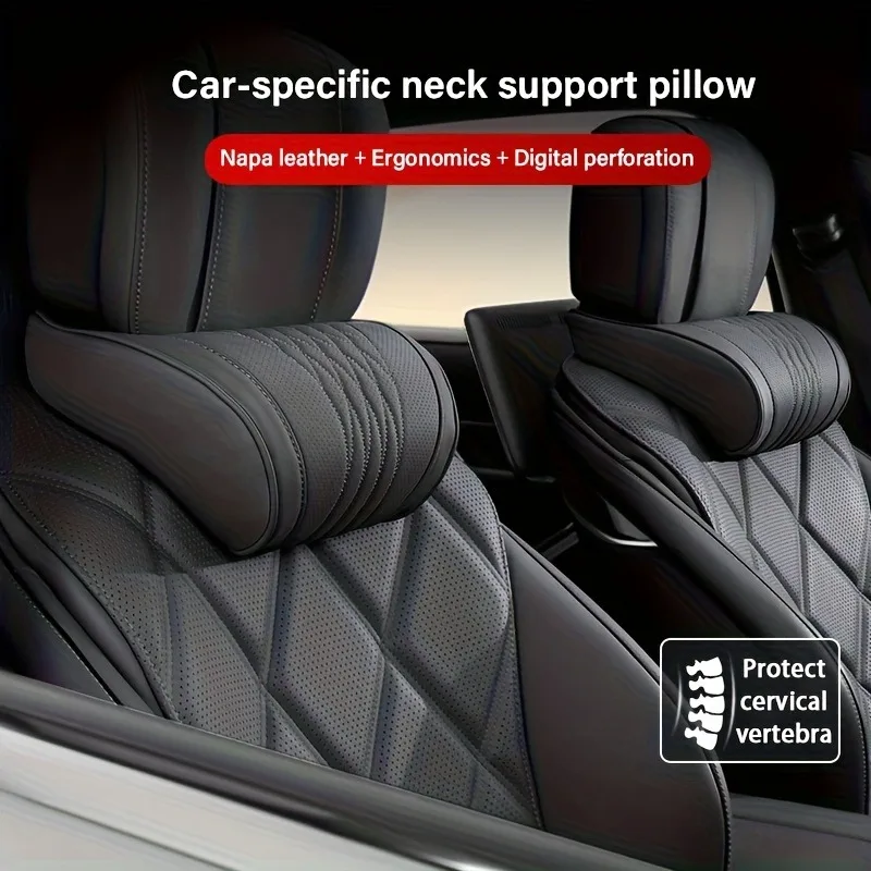 1 PCS Luxury Car Nappa Headrest Neck Support Pillow Waist Pillow Comfortable Breathable Waist Neck Support for All Seasons Use
