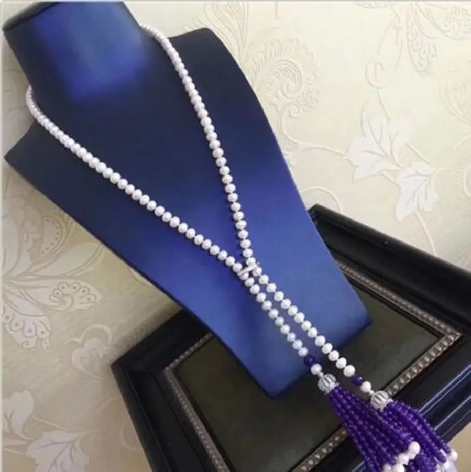 

noble jewelry jewelry new style 8 mm long white pearl necklace Christmas DIY women hot sale jewelry