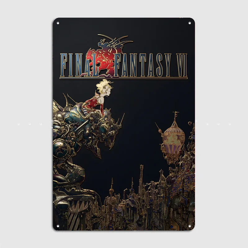 Final Fantasy VI Terra on Magitek Armor Poster Metal Sign Vintage Custom Bedroom Indoor Home Wall Decor Posters Room Decoration