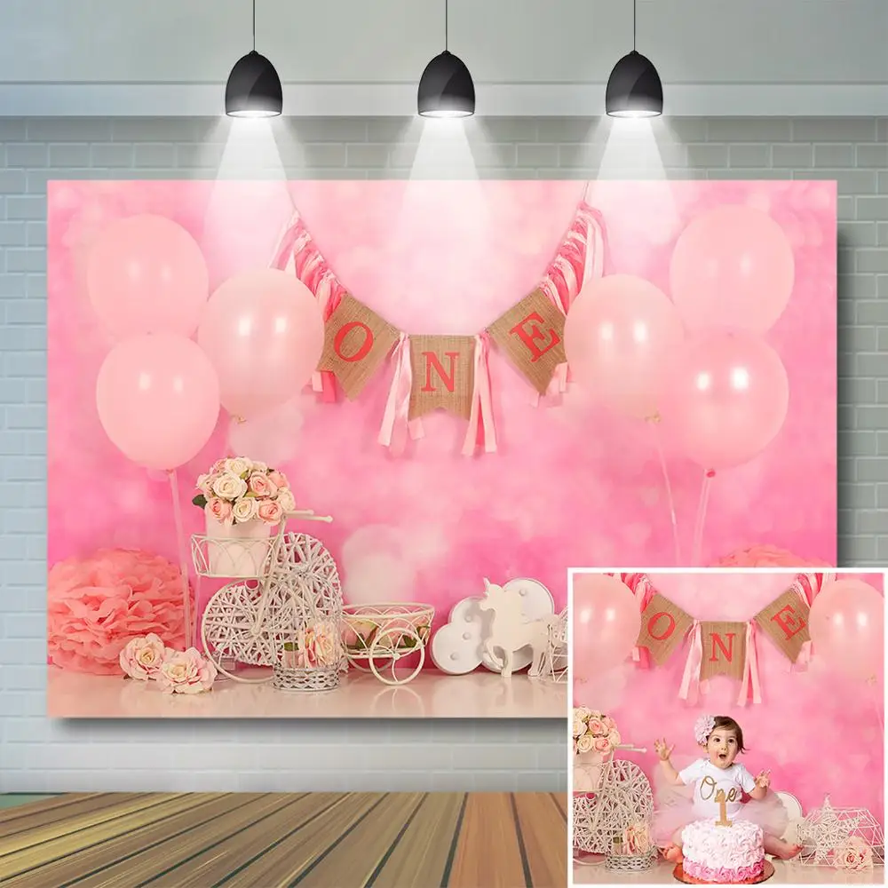 

Mocsicka Girls Cake Smash Backdrops Girl 1st Birthday Cake Smash Background Baby Portrait Pink Floral Photo Studio Props