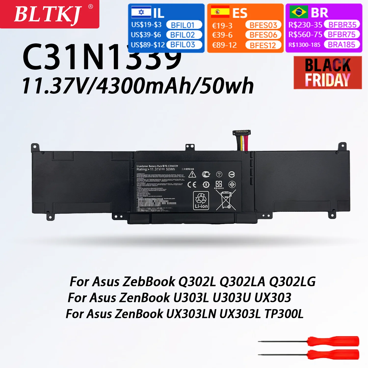 NEW C31N1339 Laptop battery For ASUS Zenbook Q302L Q302LA Q302LG U303L U303U UX303 UX303LN UX303L TP300L