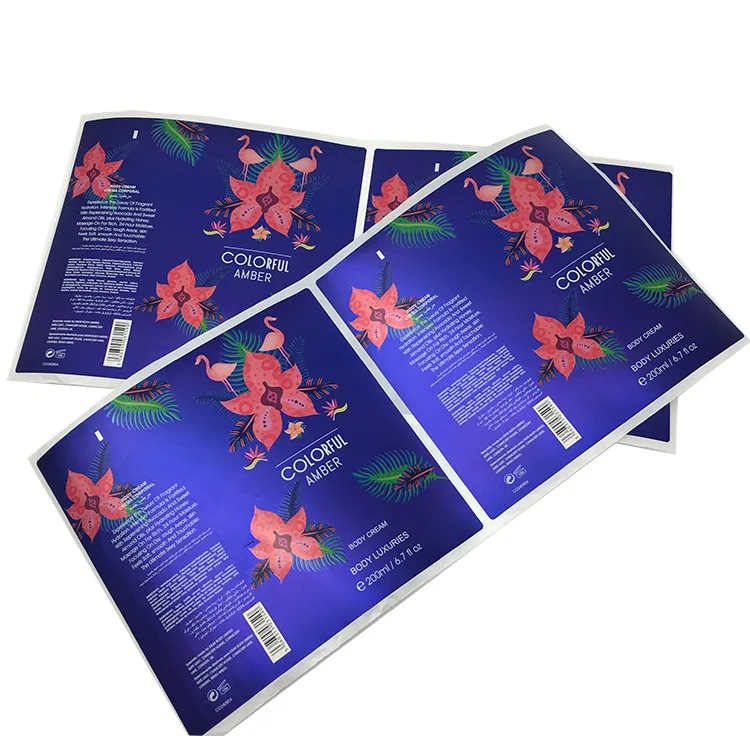 Customized Cosmetic Package Metal Shiny  Stickers Printed Waterproof Matte Silver Foil Adhesive Labels