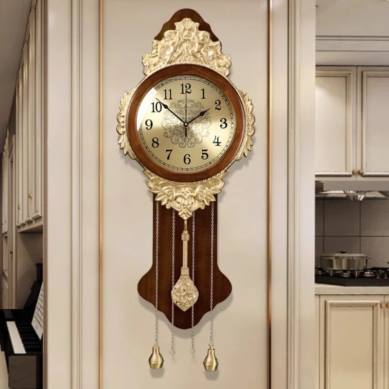 Living Room Vintage Wall Clocks Silent Luxury Metal Designer Kitchen Wall Clock Retro Gold Design Relogio De Parede Home Decor
