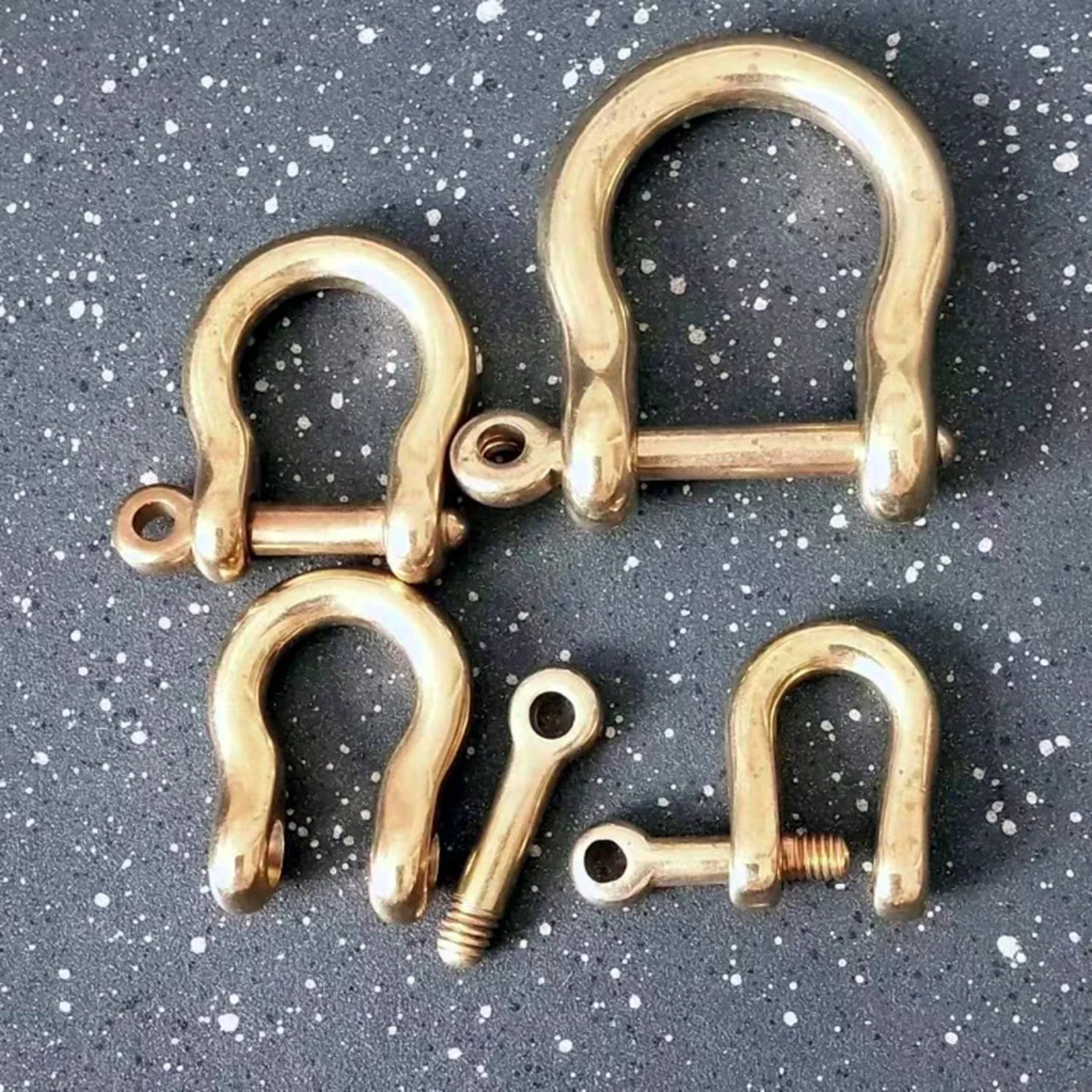 10pcs 6/7/10/15mm Solid Brass Carabiner D Bow Shackle Fob Keychain Hooks Screw Joint Connector Buckle U-shape Decor Leather Belt