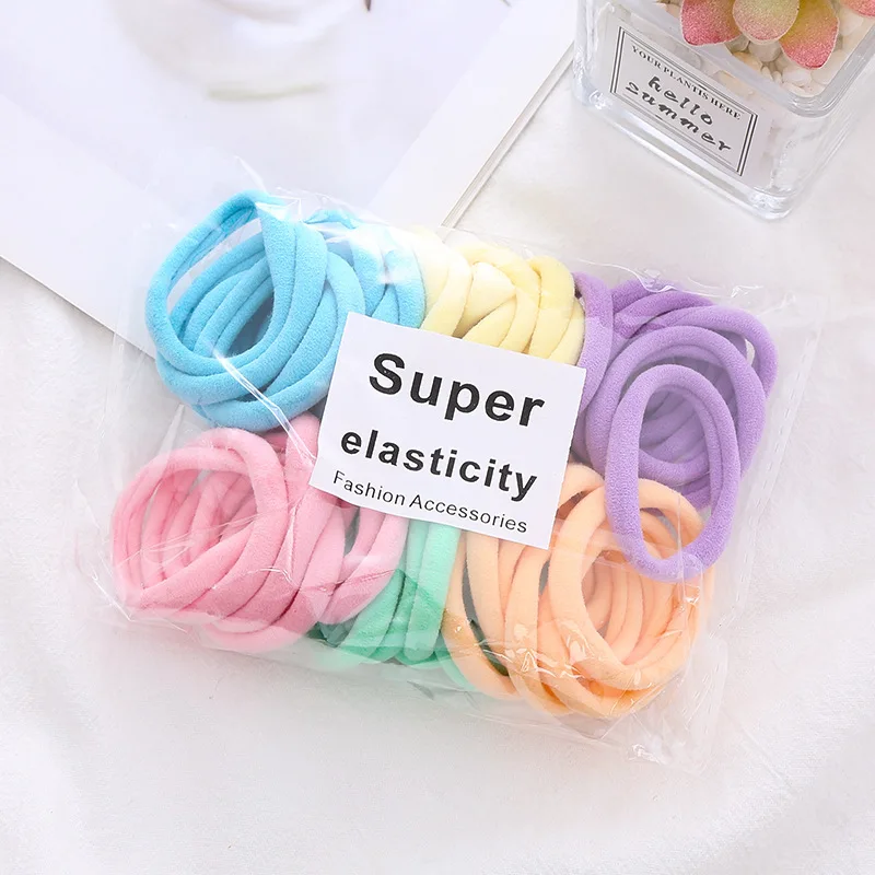 48Pcs 4CM Large Elastic Hair Bands Girls Colorful Nylon Headband For Children Ponytail Holder Scrunchie Women Hair Accessories