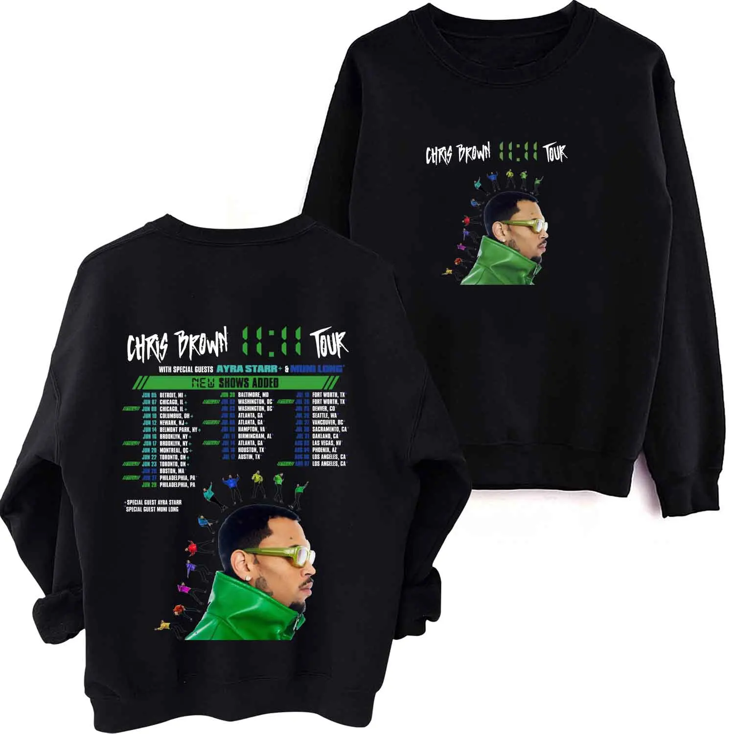 Chris Brown 11:11 Tour 2024 O-Neck Long Sleeve Spring and Autumn Men Clothing Hoodies Women Printing Regular Casual