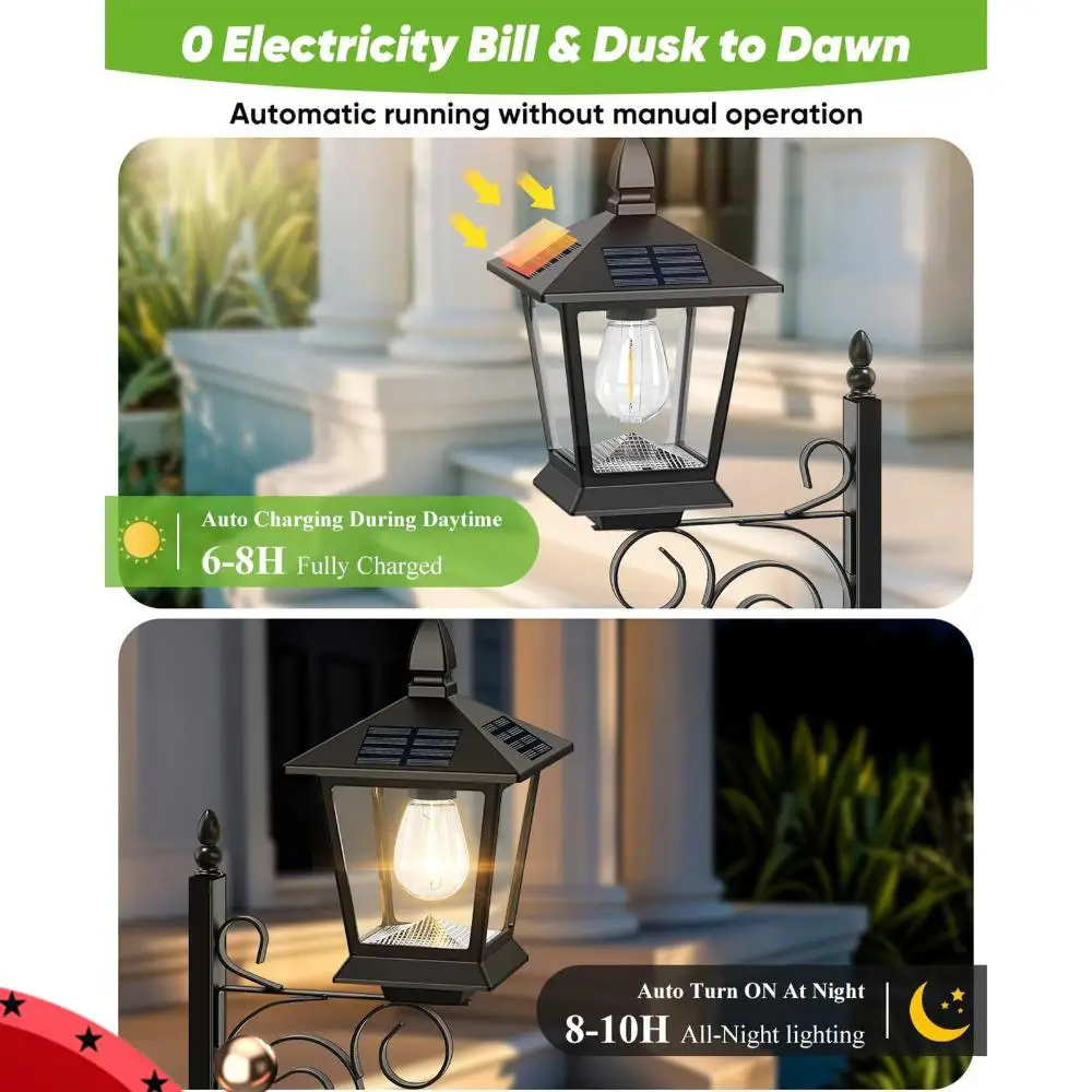 

Solar Planter Lamp Wall-Mounted Garden Light Auto On/off Sensor Pathway Light with Planter 8-10 H Long Lighting Yard Decoration