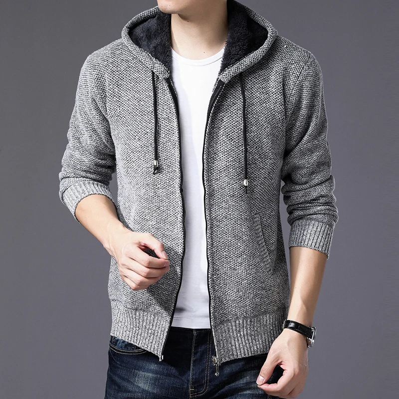 

Men Hooded Cardigans Sweaters Pop Winter Thicker Warm Sweaters Coats Good Quality Men Slim Fit Casual Cardigans Size 3XL