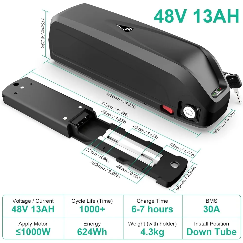 UL認証済み48V/52V電動自転車バッテリー - 48ボルト50W-1500W電動自転車変換キットBafang用リチウムイオンバッテリーパック