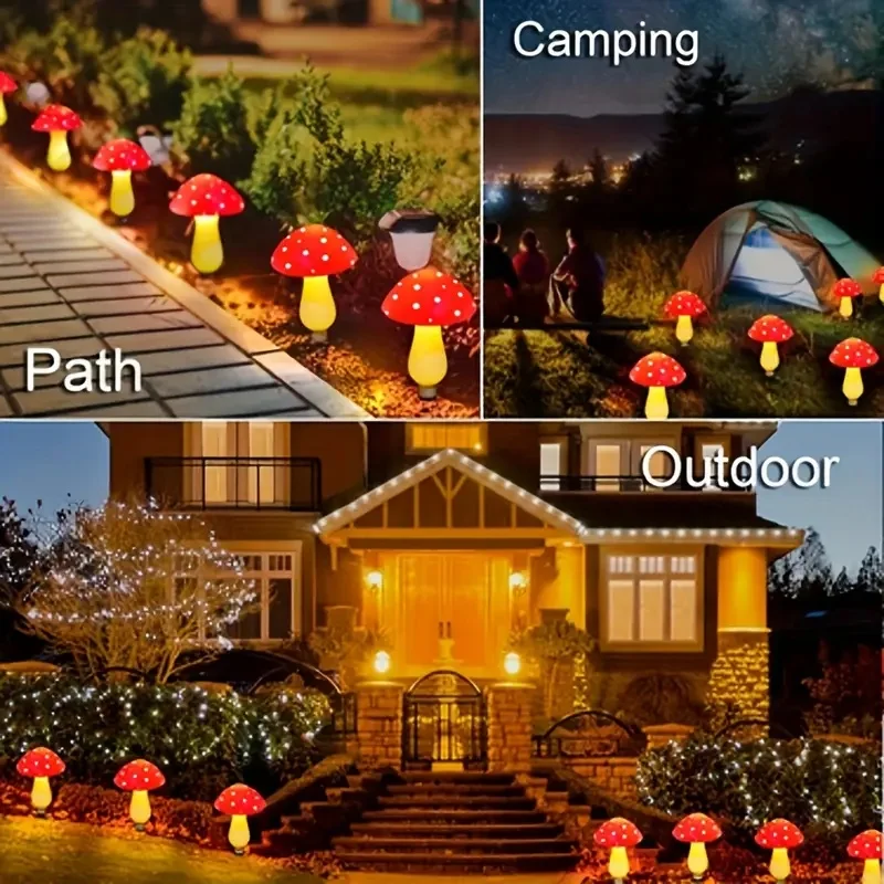 Solar Crack Mushroom Garden Lights Outdoor Pathway Lights Made of Durable ABS for Yards Weddings Christmas Lawn Decorations