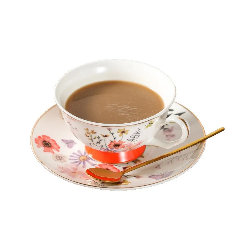 

Bone china coffee cup and saucer set, high-end exquisite afternoon tea set, tea cup, advanced light luxury niche coffee cup gif