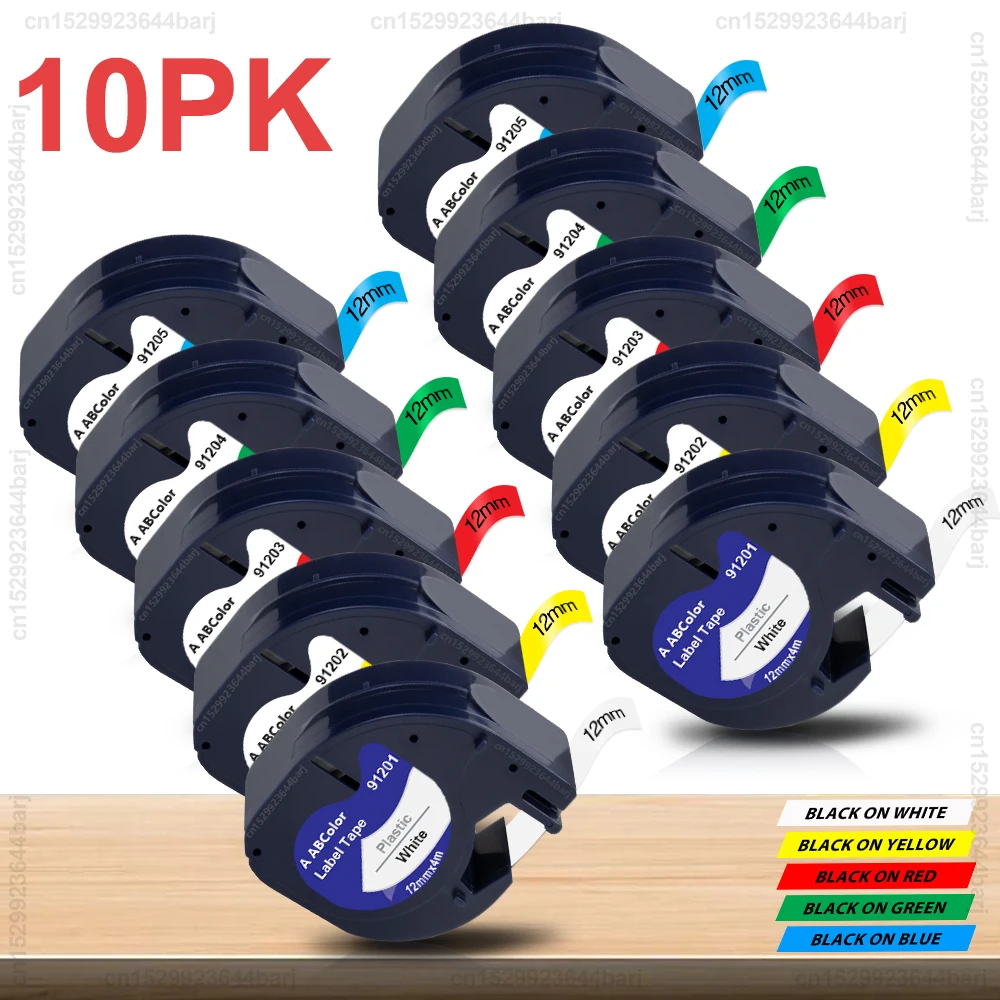 5/10pcs 12mm LT páska 91201 pro dymo letratag nálepka páska plastový bílá 91221 91331 91202 91203 pro dymo nálepka knihtiskař LT100H 100T