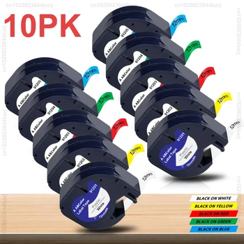 5/10Pcs 12mm LT 테이프 91201 Dymo Letratag 라벨 테이프 플라스틱 흰색 91221 91331 91202 91203 Dymo 라벨 프린터 LT100H 100T 용