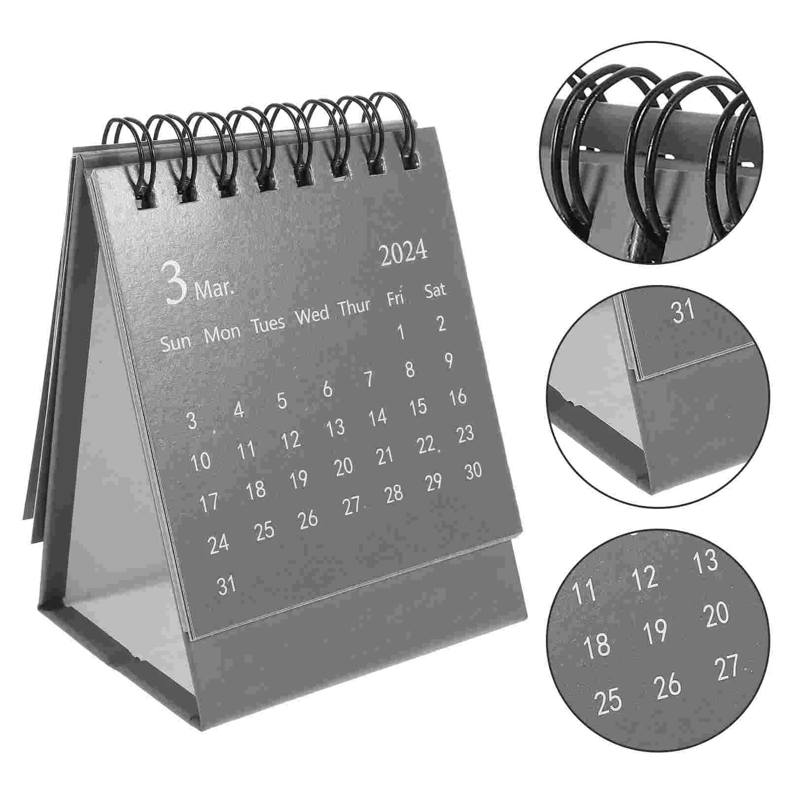 2024 Mini Simple English Desk Calendar Desktop Ornament Small Table Decor for Flip