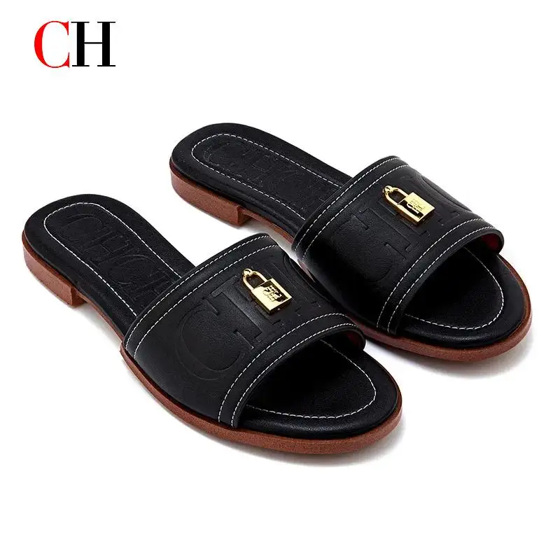 

CH Women's Slippers Simple Design Women's Fashion Slippers Alphabet Women's Sandals High-Quality Women's Slippers Pure Colour