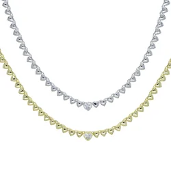 Heart Tennis Chain Necklace Paved White 5A Zirconia Stone Gold Silver Color for Women Charm Necklaces Fashion Jewelry Hiphop