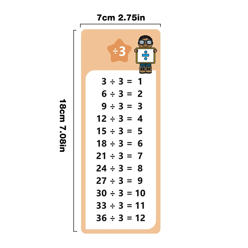 1-12 Division Facts Charts, Division Table Cards, Self Check Math Learning Tool, Montessori Mathematical Training, Teaching Aids