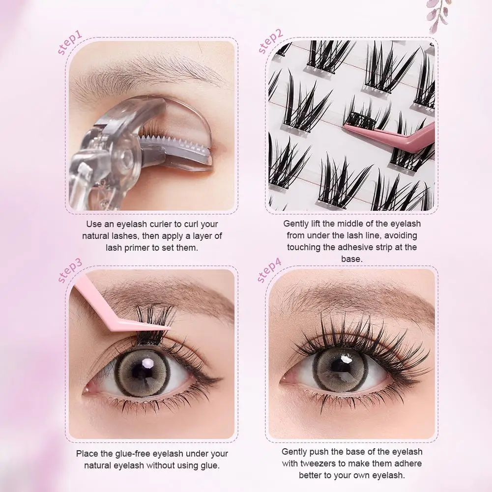 DIY 무접착 인조 속눈썹 자연스러운 속눈썹 연장 셀프 접착 분절형 속눈썹 연장 일상용 속눈썹