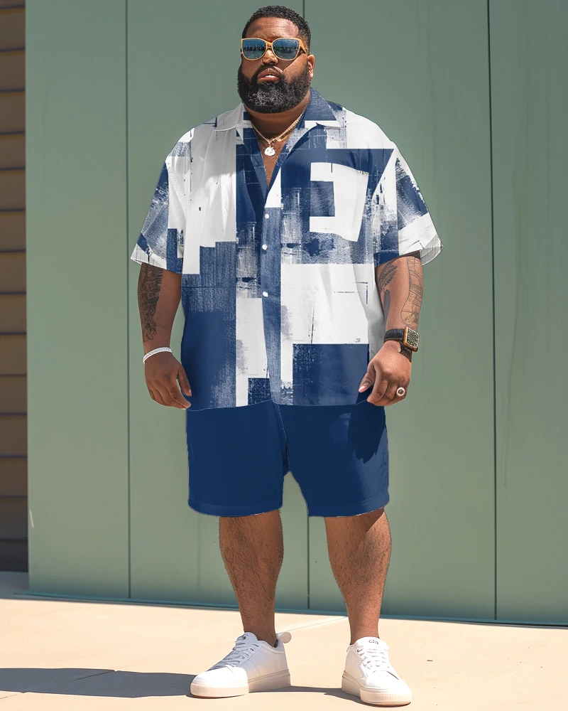 Biggmans-Verão Short Sleeve Shirt Set, Plus Size, Shorts, Casual, Férias, Padrão Retro, Oversize Roupas, L-9XL, 7XL, 8XL, 9XL