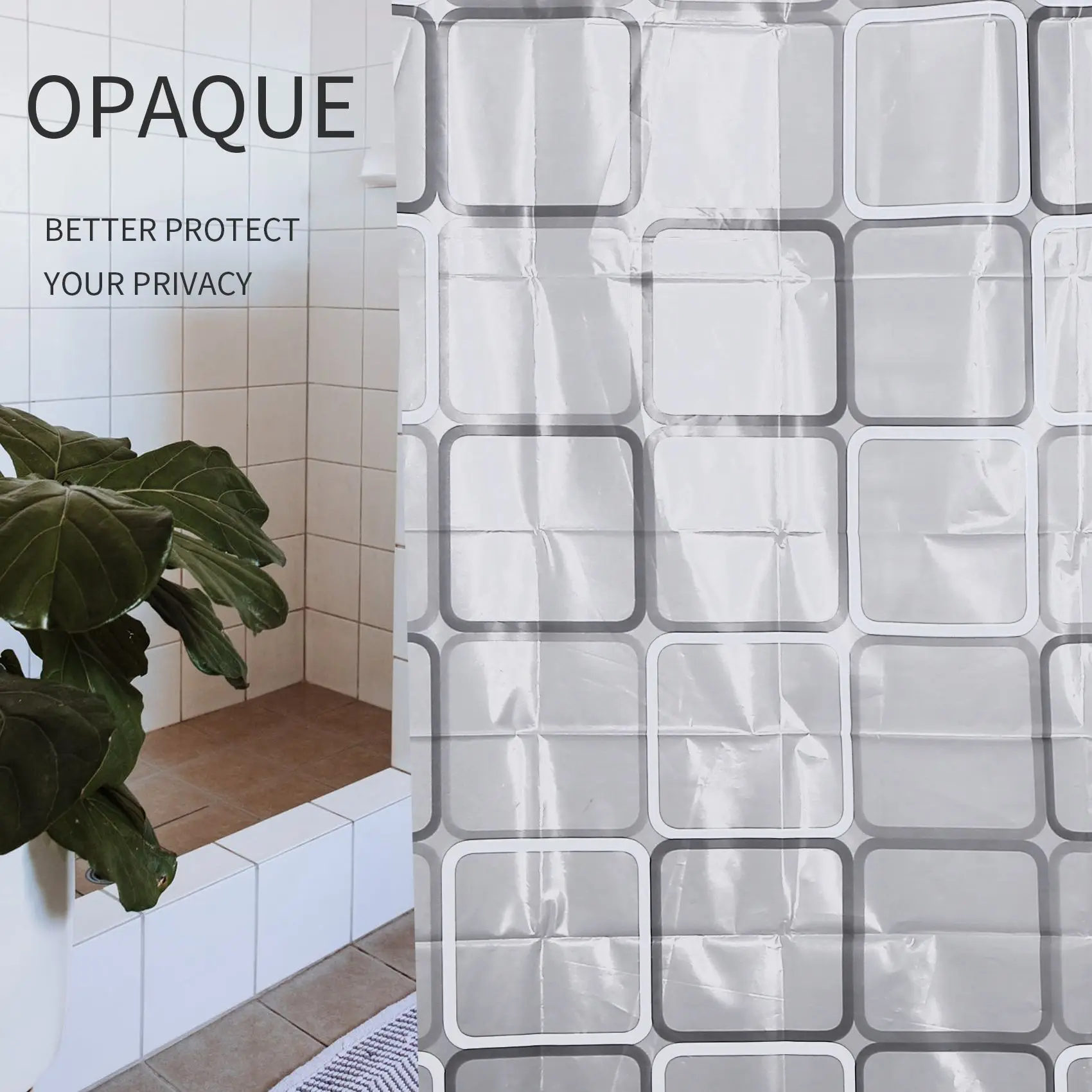 ABHZ-Wodoodporna zasłona prysznicowa z 12 haczykami do łazienki i toalety