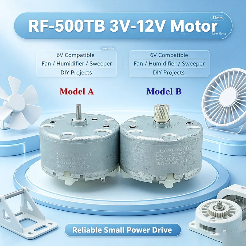 Small 500 Motor RF-500TB-12560 Micro DC 5V -12V 5700RPM Mini 32mm Diameter Round Spindle Motor for CD DVD Player Sprayer Sweeper