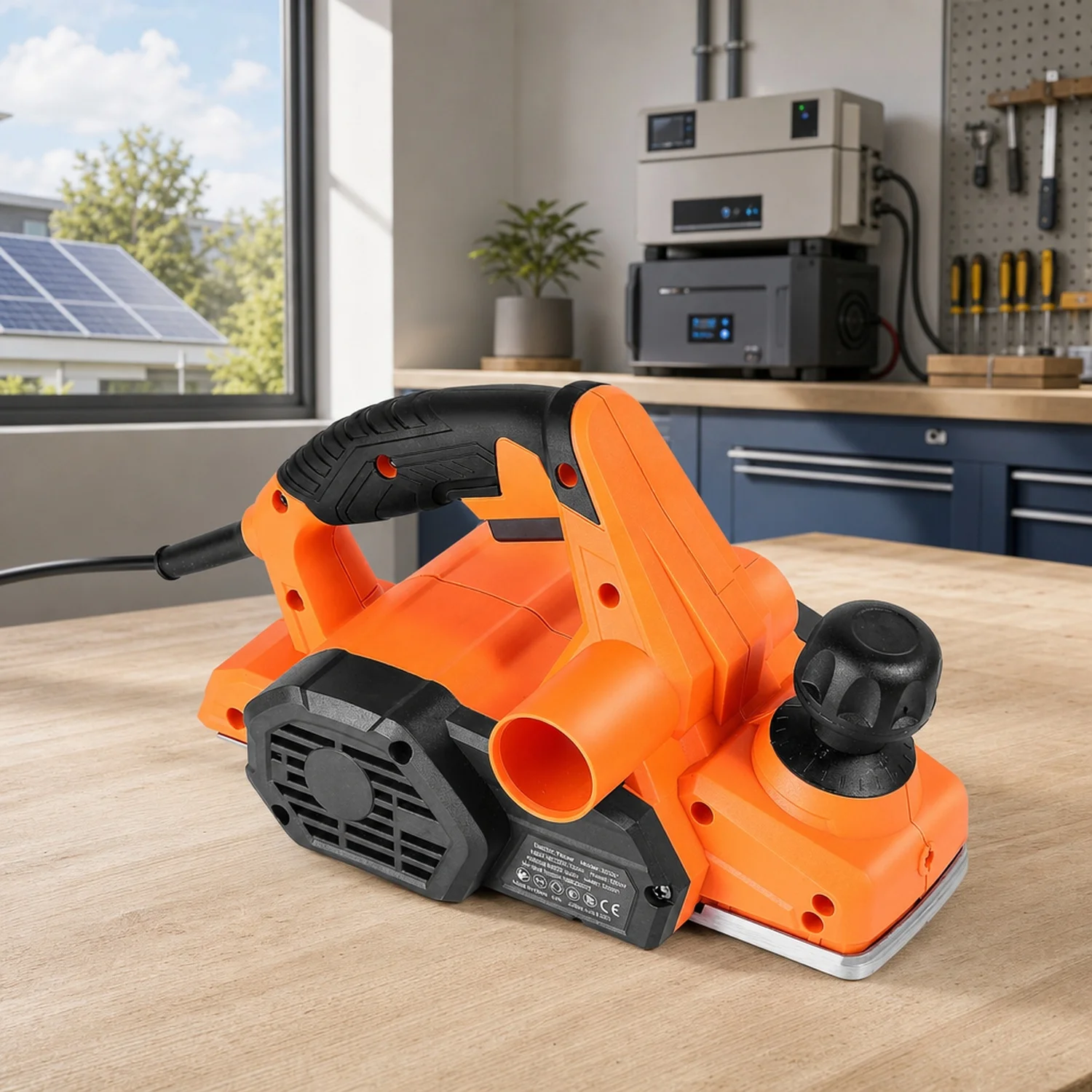 Electric Hand Planer, 3-1/4-Inch Cut Width, 7-Amp 16800 RPM Corded Power Handheld for Wood, with Adjustable Depth, 2 Blades