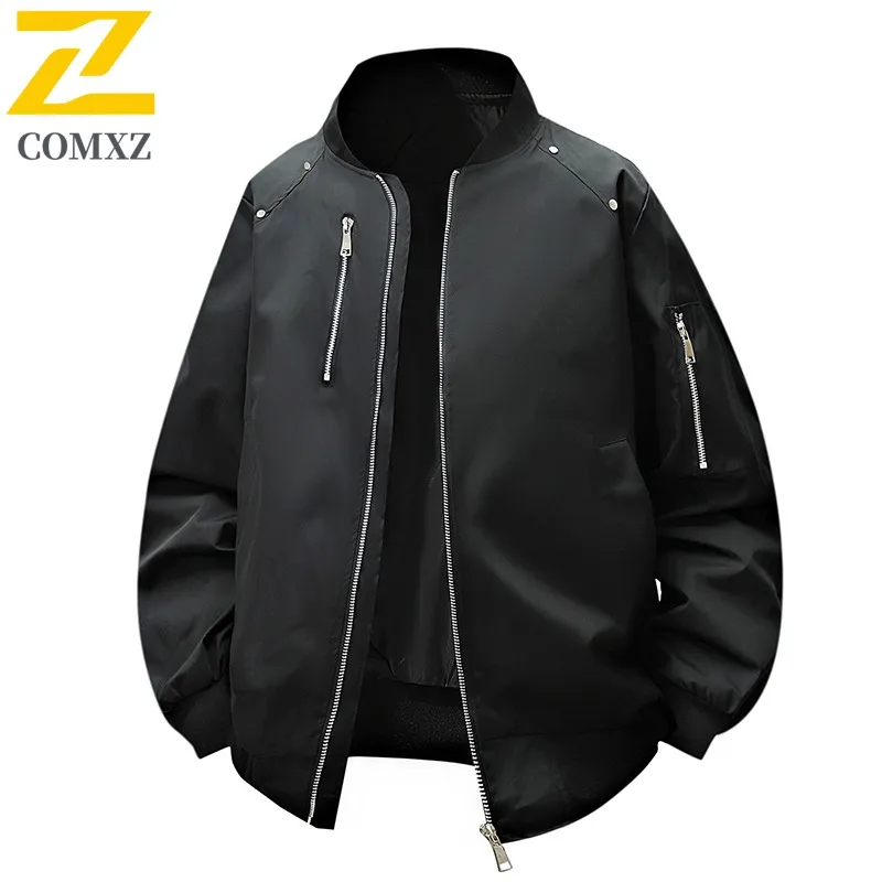 COMXZ Men Jacket New Breathable Solid Color Wrinkle Resistant Outdoor Travel Camping Windbreaker Jackets Autumn Sports Outerwear