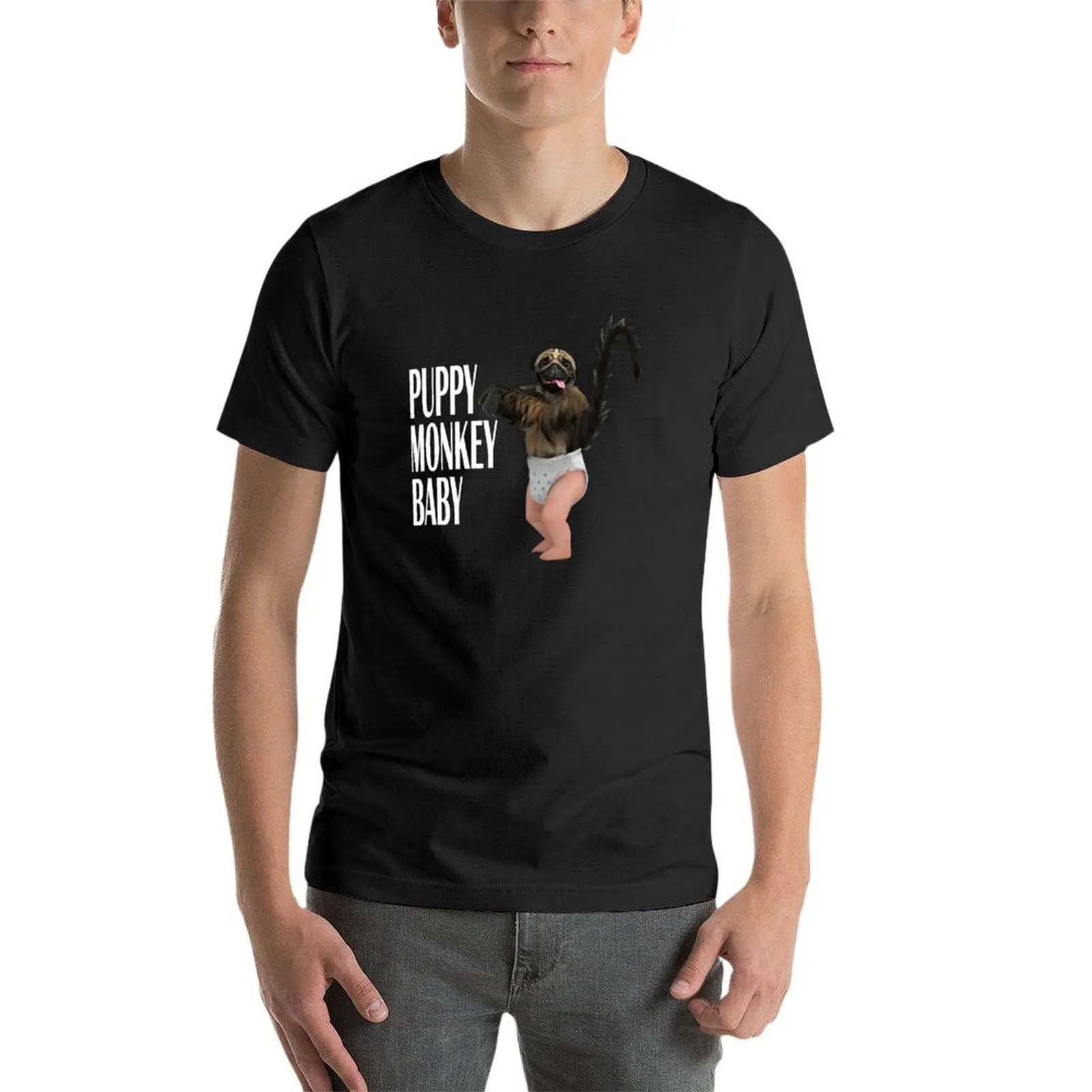 Szczeniak małpa dziecko t-shirt letni top letnie ubrania ubrania vintage t-shirt mężczyzn