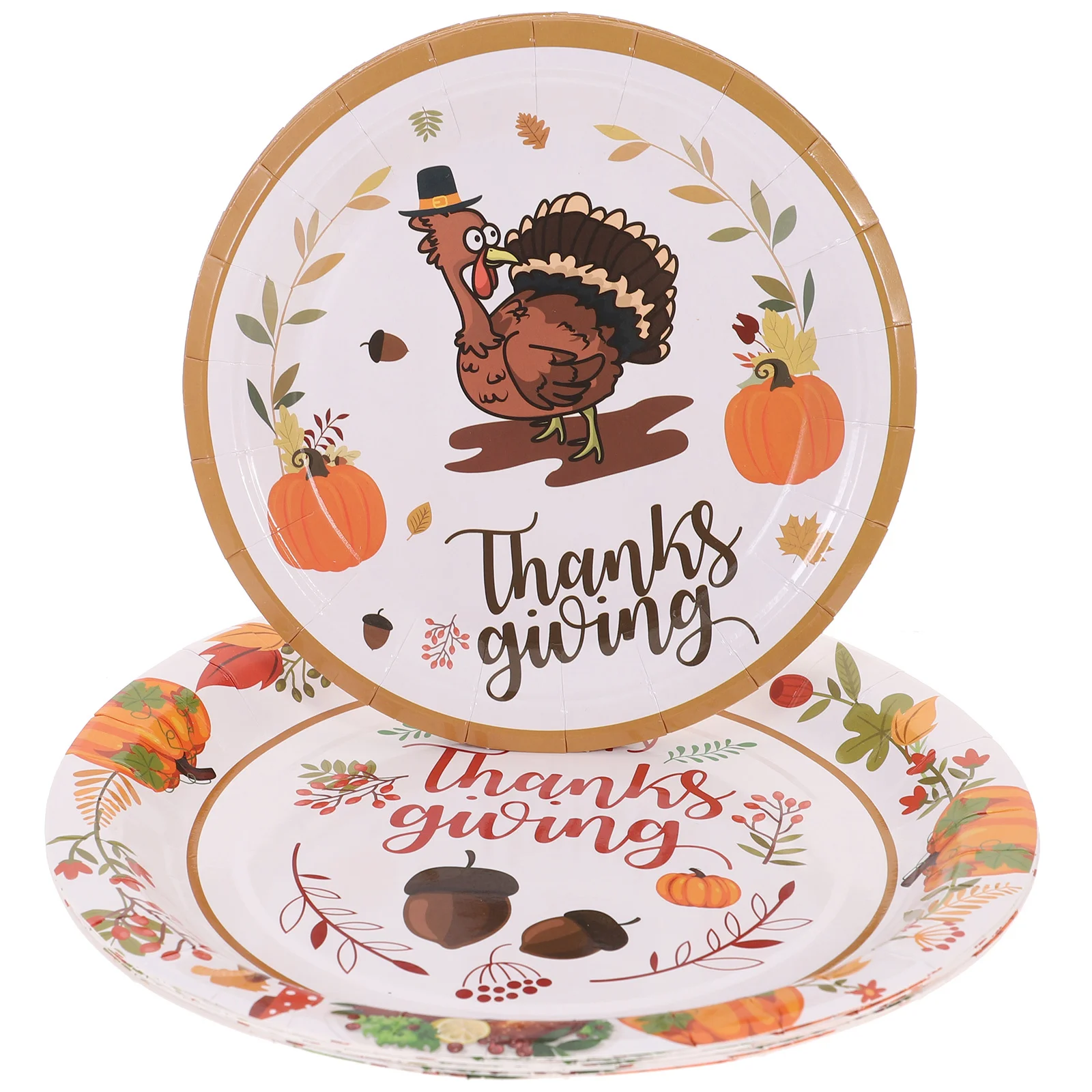 

48Pcs Disposable Round Paper Plates Turkey Pattern Thanksgiving Party Supplies Festival Dinnerware Convenient Food Plates