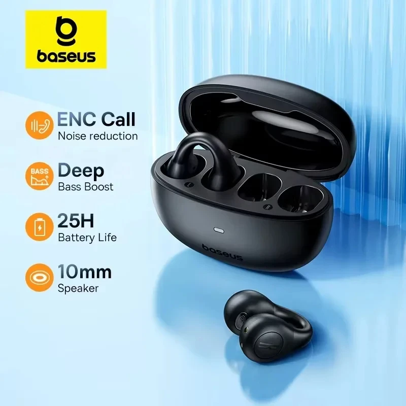 

Baseus AirGo AS01 Ear clip Bluetooth 5.3 Earphones Wireless Earphone 2-MIc ENC HD Call Noise Reduction Headphones Sports Earbud