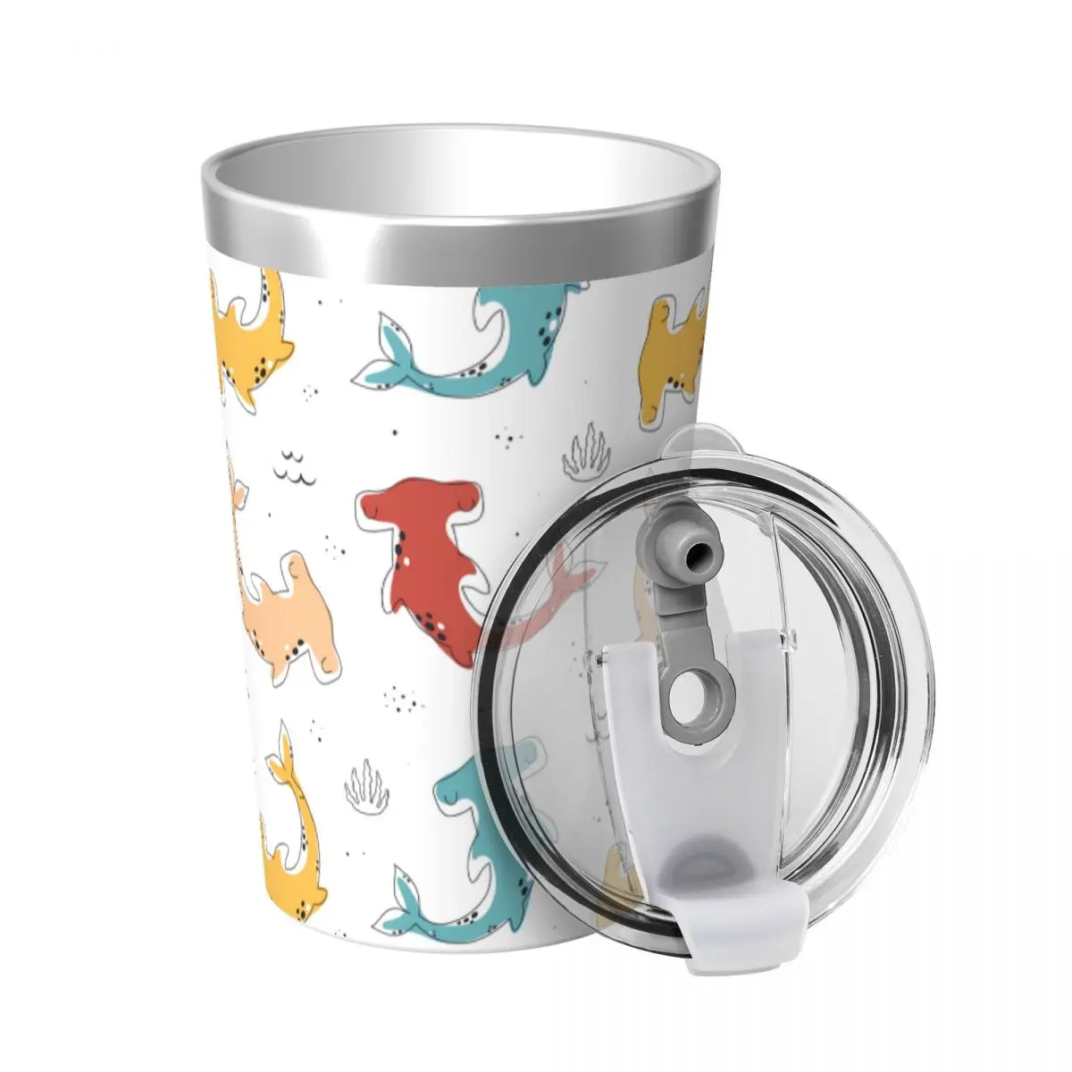 DIY Killer Whale Colored Childish Simple Cup with Straw Thermos Bottle Coffee Stainless Steel Customize Cold And Hot Travel Mug