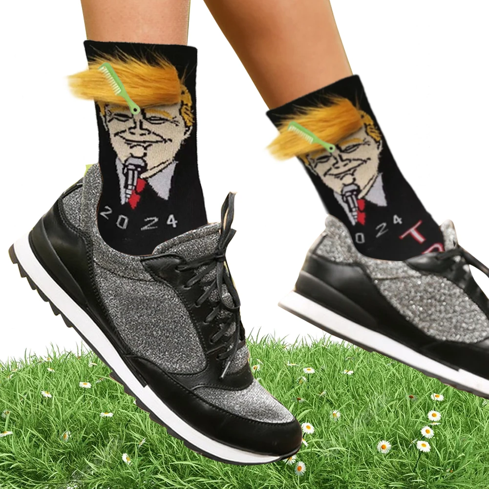 Funny President Donald Trump Socks Streetwear Hip Hop Compression Socks Novelty Funny Socks Skateboard Long Socks for Men Women