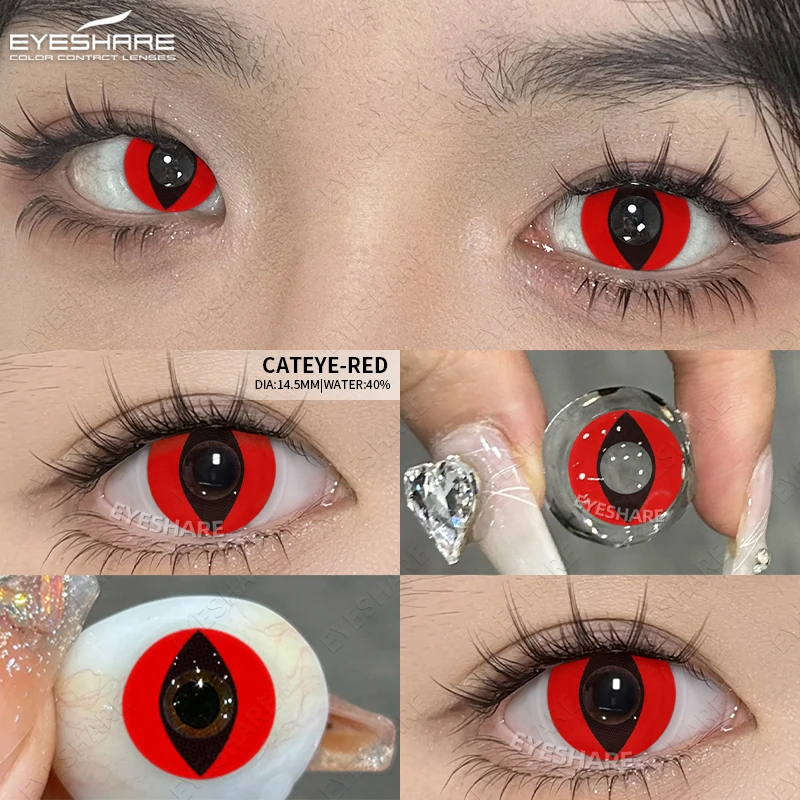 EYESHARE Halloween Weiß Farbige Kontaktlinsen Cosplay Verrückte Rote Kontaktlinsen Schwarz Anime Augenlinsen Weiße Schönheit Make-Up Linse – Detail 11