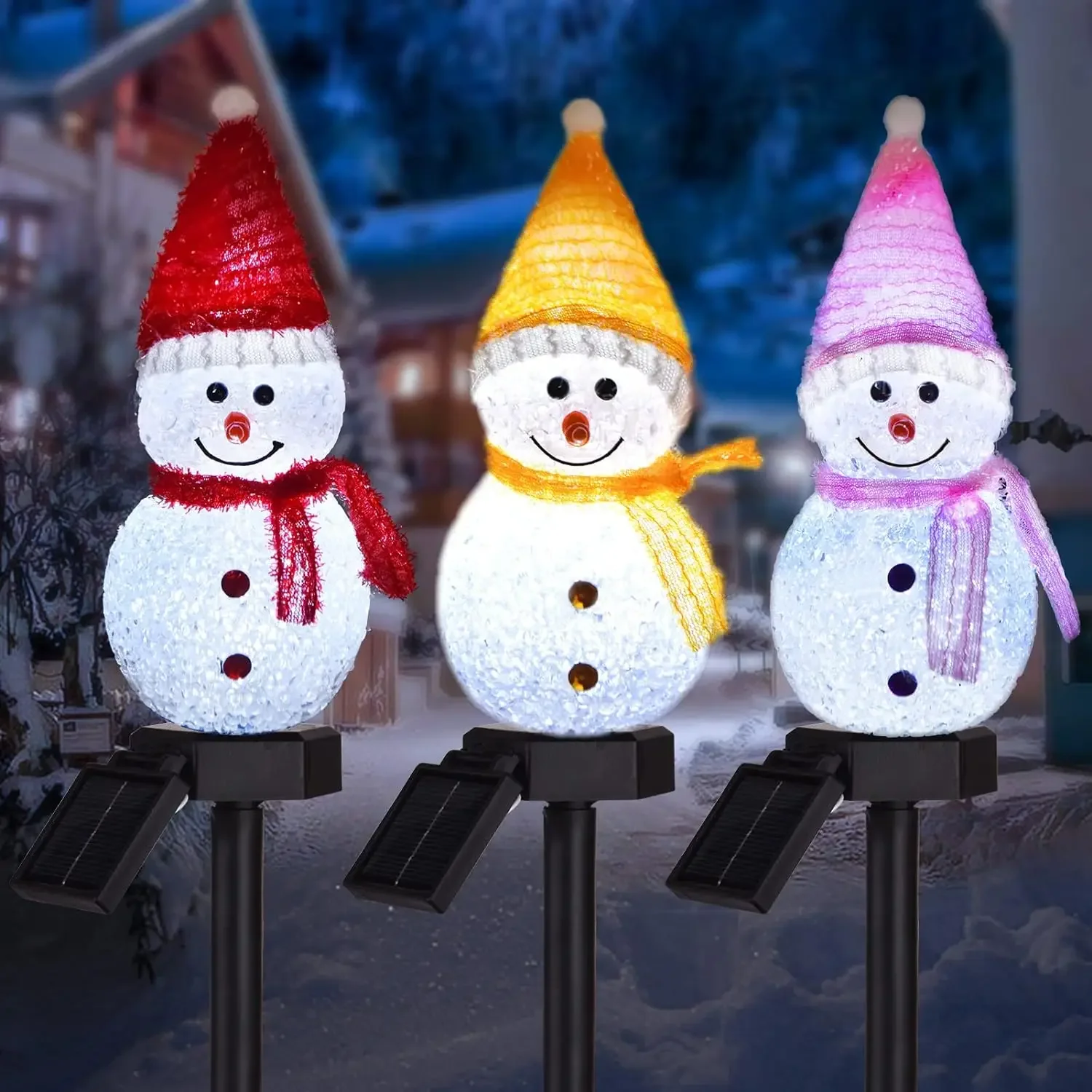 Solar Snowman Pathway Lights Outdoor Snowman Xmas Landscape Lights with Stake Waterproof Solar Winter Garden Landscape Light